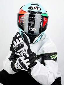 Alpinestars SMX-1 AIR V2 摩托车手套，超细纤维皮革碳纤维材质，适用于骑行、摩托车、越野摩托车、自行车，透气防护，耐磨，触屏操作，男女通用 - 白色 - 查看 9