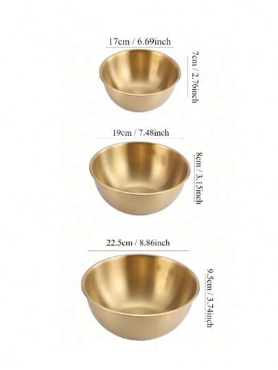 4件套/1件不锈钢砧板/金色、银色、白色和黄色可选，适用于家庭厨房，可用于清洗蔬菜、搅拌鸡蛋、制作凉拌菜或炖菜，带直边和平底。