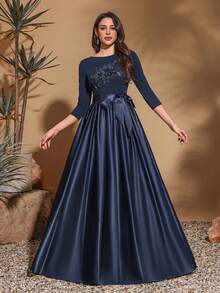 Ladies Elegant Mid-Sleeve Bow Belt, Perfect For Weddings And Formal Events, Party Dresses, Ball Gowns, Concert Performance Dresses, Award Ceremony Dresses, Fashion Boutique Dresses