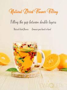 Cốc cà phê thủy tinh đôi có quai, sản phẩm mới sáng tạo hoa thật hoa khô cốc thủy tinh, cốc thủy tinh chịu nhiệt borosilicate cao 200ml với kiểu dáng thời trang, phù hợp đựng đồ uống nóng/lạnh như sữa, cà phê, trà cho phụ nữ, cốc hoa thủ công, cốc hoa vĩnh cửu cốc sáng tạo với sức hấp dẫn cao, cốc nước quà tặng lễ hội, món quà nhỏ tăng cường cảm giác vui vẻ - Nhiều màu - Xem 11