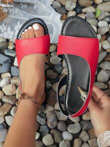 New Style Spring/Summer Slip-On Simple Fashion Comfortable Casual Solid Color Popular Women Flat Sandals