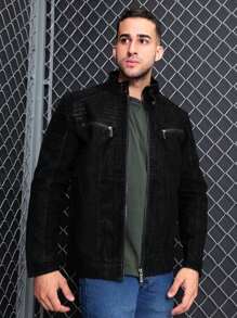 MEN'S DRESS JACKET SUEDE SUEDY CHAMUA - màu đen - Xem 2