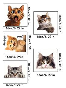 1pc Cute Brown Cat Window Sticker, With Open Mouth Yellow Cat Window Decoration Sticker, Contemporary Cute Cat Window Cling, PVC Easy Stick-On And Removal, (Size:6.29*7.08in) For Glass Doors Windows & Ceramic Wall Decor, High-End Animal Sticker., Stickers, Wall Decal, Vinyl Decal For Home Decorations, Spring Decoration Items Refresh Your Home, Rama Decoration Stickers Personalised Stickers