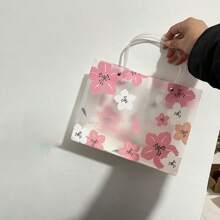 1/4pcs Transparent Pink Sakura Gift Bag With Handle Plastic PVC Gift Bags Suitable For Wedding Bridesmaids, Birthday, Baby Shower, Party Favors, Mother's Day, Spring/Summer (Large Size) - Random Color/Style, For Mother's Day , Bridesmaid Gifts , Gratuation Gifts , Birthday Gifts,Wedding Gifts,Birthday,Bride,Wedding