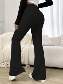 Women's Solid Color High Waist Stretch Daily Casual Maternity Flared Pants, Women's Clothing, Women's Maternity Trousers