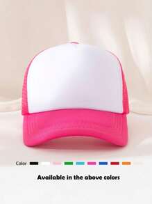 1pc Unisex Truck Driver Hat, Dad Hat, Mesh Hat, Baseball Cap, Suitable For Daily Use, Outdoor Travel, Hiking, Swimming, Beach Party, Fishing - Hot Pink - View 1