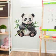 1 buc autocolant de perete cu panda național din bambus pictat, autocolant de perete cu imprimeu din PVC cu desene animate, decal decorativ de perete, autocolant, decal de perete, decal vinil pentru decorarea casei, articole de decor de primăvară care vă reîmprospătează casa, autocolante decorative Rama