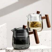 1pc Heat-Resistant High Borosilicate Glass Teapot - 500ml With Wooden Handle, Stove & Electric Ceramic Cooker Safe, Ideal For Tea Brewing