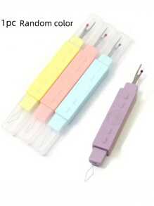 A 2-In-1 Thread Cutter And Threader Set - Portable Sewing Accessories With Hole Cutter, Protective Cover, Convenient Thread Removal Tool For The Elderly, Easy Threading Tool - Colorful Double Head Sewing Aid