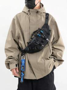 1 Pc Fashion Man's Multifunction Waist Bags Toolkit Sports Bag Hand Chest Bag Purse Shoulder Bag Crossbody Bag Simple With Multi Pockets Lightweight Portable Zip Closure Adjustable Strap For Daily Commuter Bag For Travel Vacation Business Belt Fanny Pack Side Bags For Men