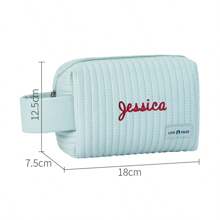 حقيبة مكياج مخططة من جلد البولي يوريثان مخصصة، حقيبة تخزين مخصصة للأحرف الأولى للفتيات، حقيبة أدوات تجميل محمولة للسفر، حقيبة غسيل كبيرة السعة، حقيبة تجميل مطرزة، هدية وصيفة العروس، هدية للأم، هدية عيد ميلاد، هدية لصديق ومعلم، هدية عيد الميلاد/العطلات، هدية نسائية مخصصة، ذكرى سنوية، عيد الميلاد، عيد الأم، هدية عيد الحب