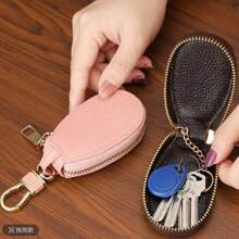 خطة شخصية مخصصة! علامة مفاتيح جلدية بشكل بيضاوي مع تصميم خطاف، أنيقة وقابلة للحمل, يمكنك طباعة شعارك أو اسمك أو صورتك الخاصة عليها، مما يجعل علامة المفاتيح فريدة ويبرز ذوقك المميز