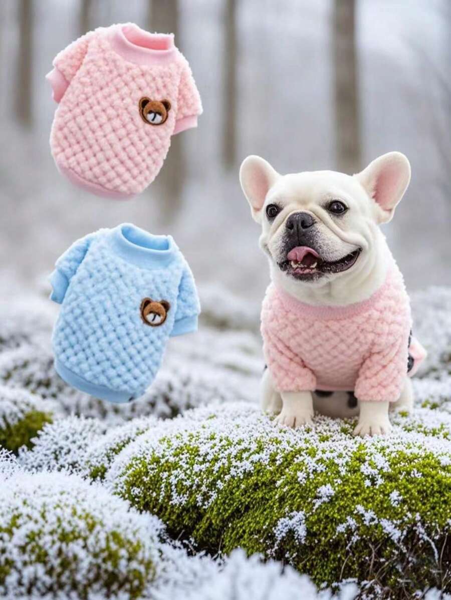 Bear Embroidery Pet Dog Vest Winter Warm Dog Clothes For Small Dogs Plush Puppy Cat Coat Yorkies Chihuahua Shih Tzu Pug Outfits