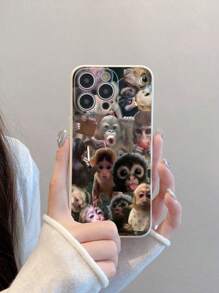 1pc White Liquid TPU Cute Little Monkey Pattern Thick Shockproof, Drop-Proof, Anti-Fingerprint Full Protection Phone Case Compatible With Iphone X/XS/XSMAX/11/11PRO/12/12PRO/12PROMAX/13/13PRO/13PROMAX/14/14PRO/14PROMAX/14PLUS/15/15PRO/15PROMAX/15PLUS/16/16PRO/16PROMAX/ 16PLUS - White - View 5