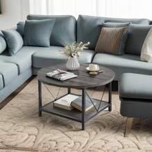 Muebles.Fashionable And Minimalist Round Coffee Table – Lightweight, Practical, Spacious, Easy To Clean, And Easy To Assemble - Grau - View 6