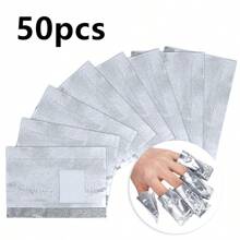 52 Pieces Nail Foil Removal Tin Foil Set, Foil Set, 50 Pieces Of Nail Foil Removal Tin Foil And Steel Push Tool For Nail Removal
