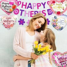 5 件铝箔心形气球，母亲节生日派对装饰品 - 查看 3