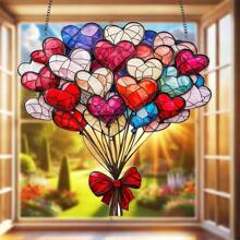 1 Piece, 2D Flat, Modern Acrylic Love Balloon Sun Catcher, Hanging Decoration For Valentine's Day, Anniversary Gift, Romantic Wall Garden Balcony Bedroom Office Kitchen Home Decoration, No Power Supply, Ideal For Weddings, Engagements, New Year Celebrations Gifts Birthday Graduation