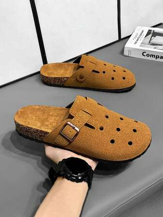 情侣拖鞋，男士时尚厚底一脚蹬人字拖，封闭式鞋头，时尚户外拖鞋，欧美风格