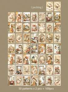 100 Peças/Pacote Folhas de Papel de Bottom Vintage para Decoração DIY, Scrapbooking, Junk Journal, Planejador, Papel Artesanal, Material Escolar, De Volta às Aulas
