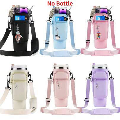 1pc Neoprene Water Bottle Carrier Bag With Phone Holder Pocket For 40/30 Oz Tumbler,Adjustable Strap Water Bottle Sling Bag For Cup Accessories ,Water Bottle Holder For Ourdoor,Sport,Hiking, And Fitness Enthusiasts-A Perfect Gift For Birthdays, Weddings