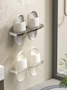 1pc Bathroom Non-Perforated Slipper Rack, Toiletries Storage, Shoe Organizer, Toilet Wall Mounted Drainage Rack