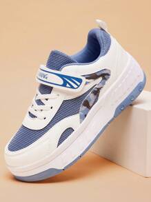 Nuevos zapatos convertibles de skate de 4 ruedas de moda para niños, cómodos tenis deportivos casuales con cierre de gancho y bucle para patinar al aire libre, color rosa para adolescentes - Azul - Ver 5