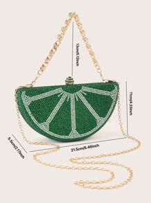 Semicircle Glitter Bling,Shiny Glamorous,Elegant,Exquisite Rhinestone Decor Box Bag Glamorous Handbag,Evening Bag For Party Girl,Woman,For Female Perfect For Party,Wedding,Prom,Dinner/Banquet,Best Gift For Women, Perfect For Party Wedding - Green - View 8