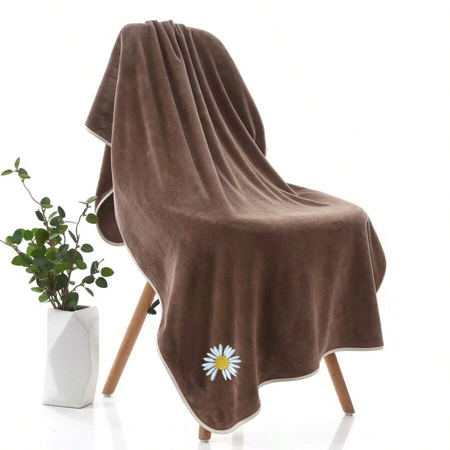 1pc Daisy Print Super Soft Fiber 400g Thick Highly Absorbent Bath Towel, Wholesale Adult Home/Beach Use Home Bathroom Decor Fall Decor Back To School For Beauty Salon Home Bathroom Shower Towels For Beauty Salon, Hotel Sports,Home Essentials, Towel, Skin Care Bath Towel Sheet - Multicolor - View 1