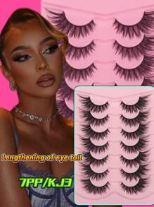 7 对自然浓密假睫毛，迷人眼妆，浓密蓬松的戏剧性睫毛，适合日常使用派对和在家 DIY 眼尾延长