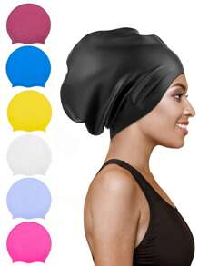 Long Hair Swim Cap - Swimming Caps For Women Men - Extra Large Swim Caps - Waterproof Silicone Swim Cap - Dreadlocks Braids Afro Hair Extensions Weaves, Beach Essentials, Beach Accessories, Pool Float - Multicolor - View 2