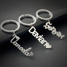 Customized Stainless Steel Key Chain With Personalized Nameplate, Casual Style, Key Ring, Perfect For Anniversary, Father's Day, Mother's Day Gifts - [silver] - View 2