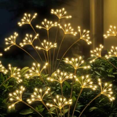 Outdoor Waterproof Sun Firecracker Lights,Solar Fireworks Lights, Weeping Willow Lights, LED Dandelion Starlight Flashing Lights, Garden Ambience Sense Decoration For Yard, Path, Deck, Flower Beds, Camping, Party Decoration