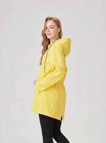 1pc Women's Outdoor Lightweight Windbreaker Jacket With Waist Design, Water-Repellent Fabric For Spring - Yellow - View 10