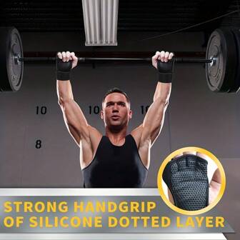 1 pieza Guantes sin dedos para levantamiento de pesas y entrenamiento físico, guantes de agarre de media palma para dominadas, guantes de ciclismo antideslizantes para palma, guantes resistentes al desgaste y antideslizantes adecuados para hombres y mujeres para entrenamiento de levantamiento de pesas y acondicionamiento físico