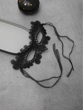 1pc Women's Sexy Wide Lace Embroidered Semi Face Mask Eyeshade, Party Costume Masquerade Prop Halloween