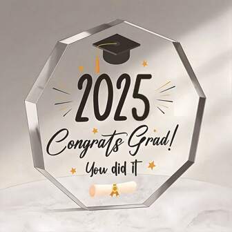 1 件 10 厘米 * 10 厘米九边形亚克力透明毕业生礼物毕业季纪念品家居装饰吊坠印刷 2025 年毕业，恭喜你做到了
