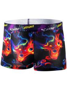 5pcs/Set Men's Graffiti Printed Thin Comfort Boxer Briefs, New Style - Black - View 6