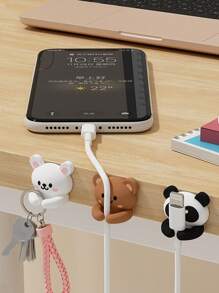 1 stuk schattige dieren kabelklemmen, kabelorganizer, houder voor oplaadkabels voor op tafel en nachtkastje, multifunctionele kabeloproller voor op het bureau, muiskabel, koptelefoonkabel, datakabelfixer, overal op te plakken, multifunctionele opslag, toepasbaarheid van een breed scala aan niet overal de locatie van de stok kiezen, overal op te plakken Het leven is een kleine helper!