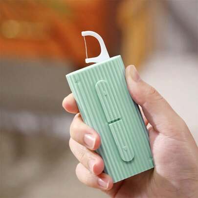 Portable Travel Automatic Toothpick Holder With Fine Tooth Floss, Dental Care