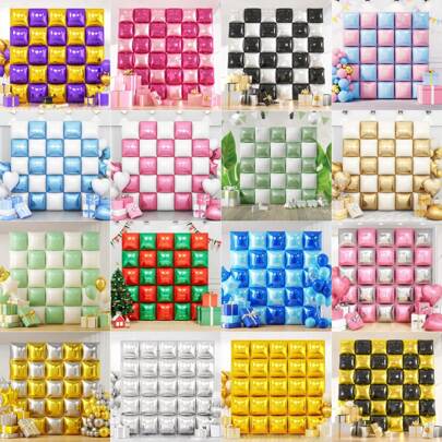 25 件双面方形铝箔气球，19 英寸方形金属铝箔气球墙，适用于婚礼、毕业典礼、生日和性别揭晓，适合所有派对背景装饰