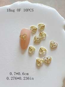 1 Pack Metal Jewelry Nail Art Accessories Heart 3D Nail Decorations