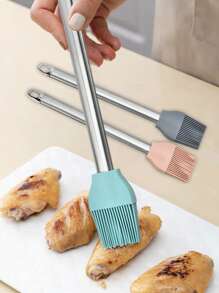 3 pièces (1 pièce rose + 1 pièce bleu + 1 pièce gris) Pinceaux de cuisine en silicone