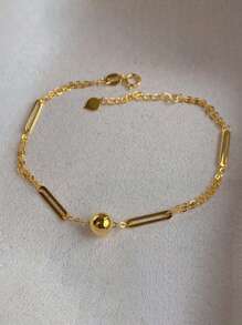 1pc S925 Pulseira de corrente de contas de prata esterlina, design elegante e versátil, adequada para uso diário feminino, presente para feriados