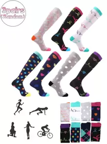 3 Pairs Women Sports Compression Socks, Medical Grade 20-30 MmHg Compression, Suitable For Running, Travel, Nurse, Best Compression Socks