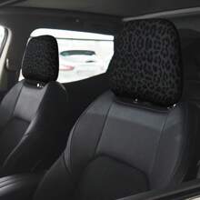 1 pieza Funda elástica para reposacabezas de coche de seda de hielo con estampado de leopardo, ligera, transpirable, resistente a la suciedad y al desgaste, adecuada para uso universal - Unitalla - Ver 1