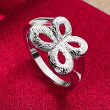 镀银蝴蝶戒指 适合女士男士时尚婚礼订婚派对礼物饰品珠宝 - 銀色 - 查看 1