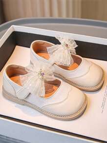 Zapatos de moda para niñas, nuevos zapatos para niños de primavera/otoño, zapatos de princesa con suela blanda y lazo estilo coreano