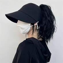 1 件装透气女士宽边遮阳帽，防紫外线，开放式顶部尖顶遮阳帽，适合马尾辫 - 彩色 - 查看 9