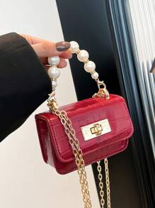 Fashionable Solid Color Versatile Mini Handbag With Chain Strap For Kids - Multicolor - View 12